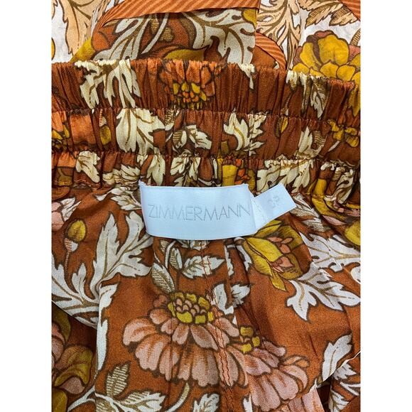 Zimmermann 'Andie' Red Silk Floral-Print Silk Shorts Size 0 - Picture 3 of 4